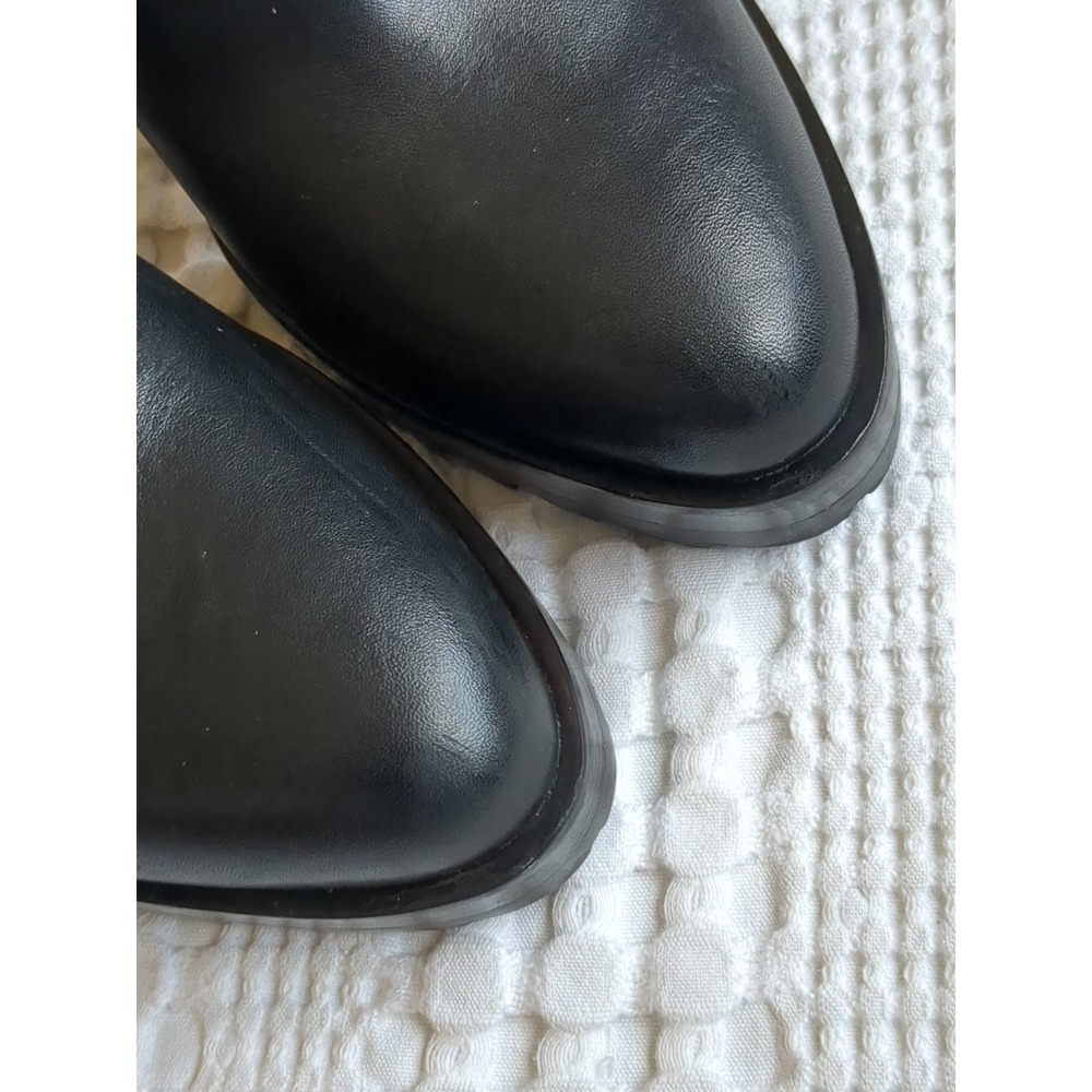 All Saints Ana Heeled Ankle Leather Boots Zip Black Sz 8 Party Club - Picture 4 of 12